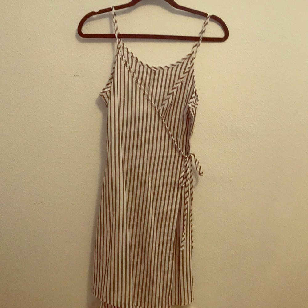 Vertical striped wrap dress